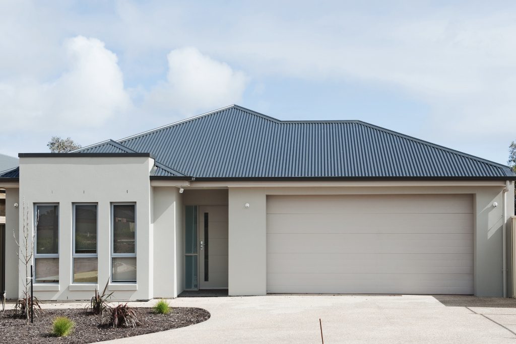 Corrugated Metal Panel Roofing On A Modern Home