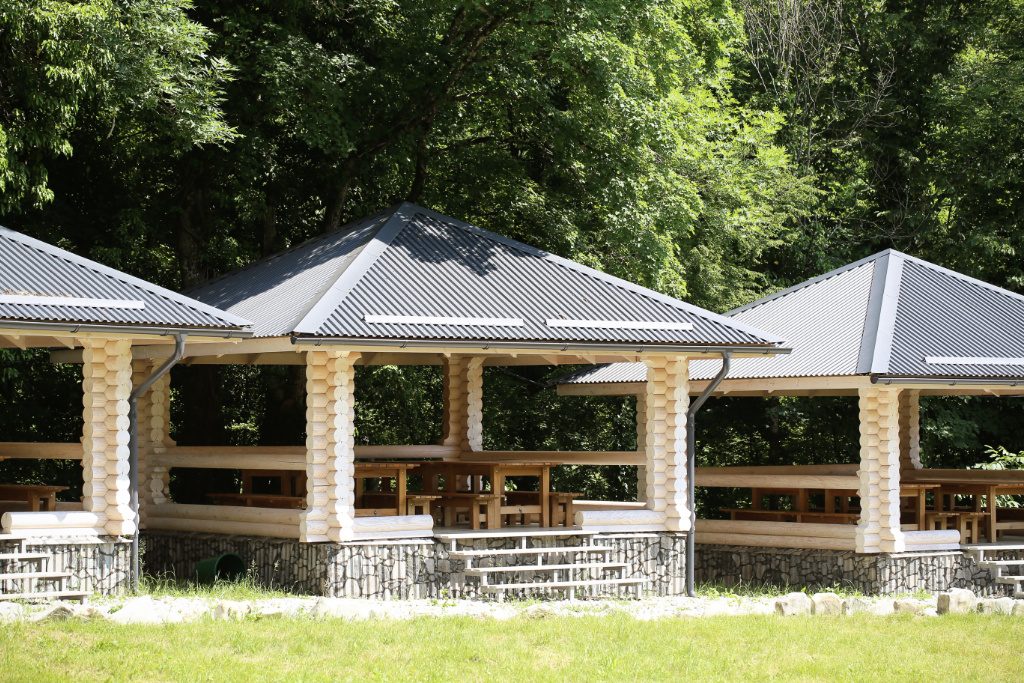 Picnic Area With Metal Roofing For Cover