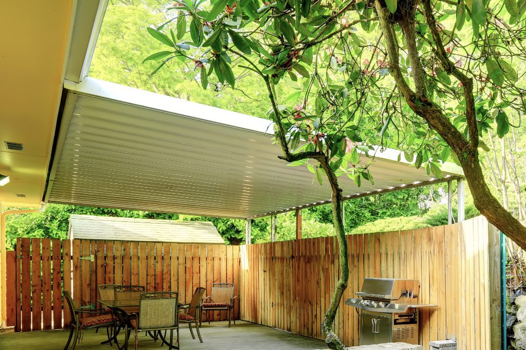 Porch With Corrugated Metal Roofing Panel Covering