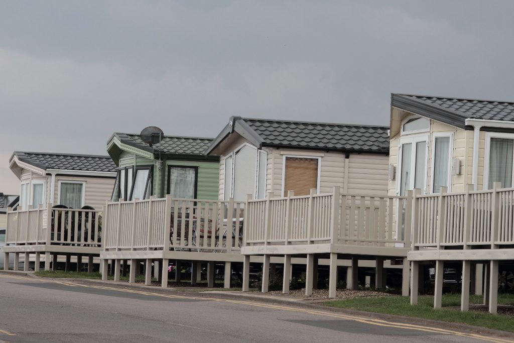 Row Of Mobile Homes With Metal Roofs