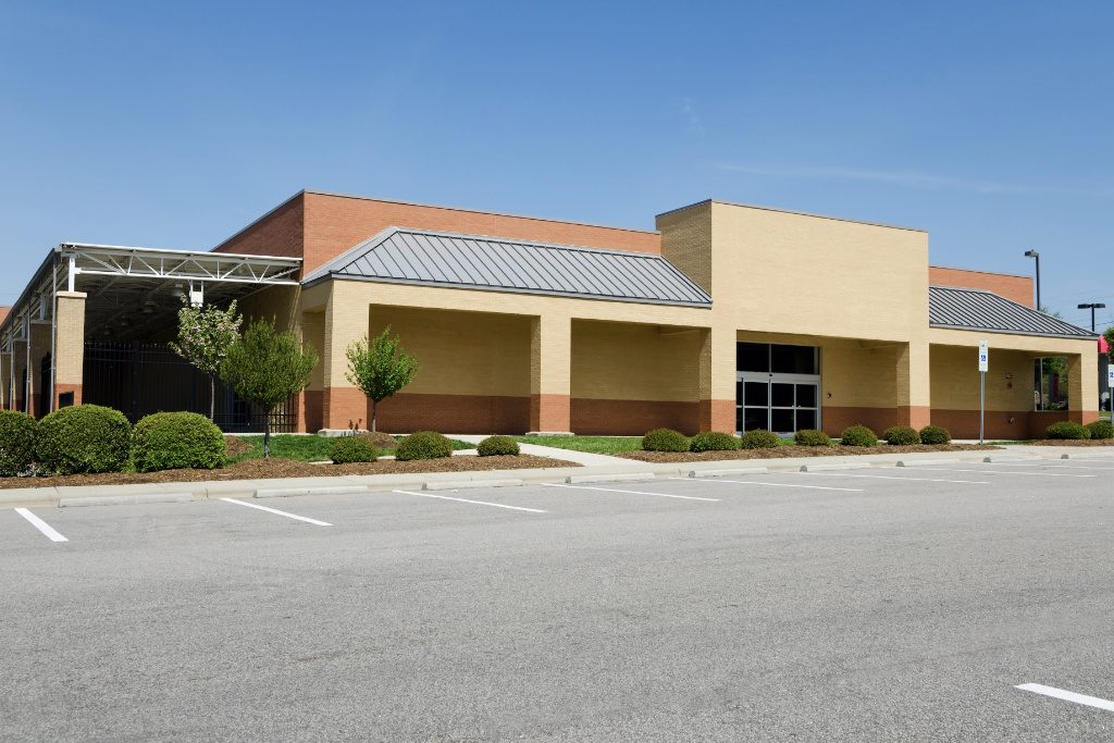 Strip Mall Building With Standing Seam Metal Roof