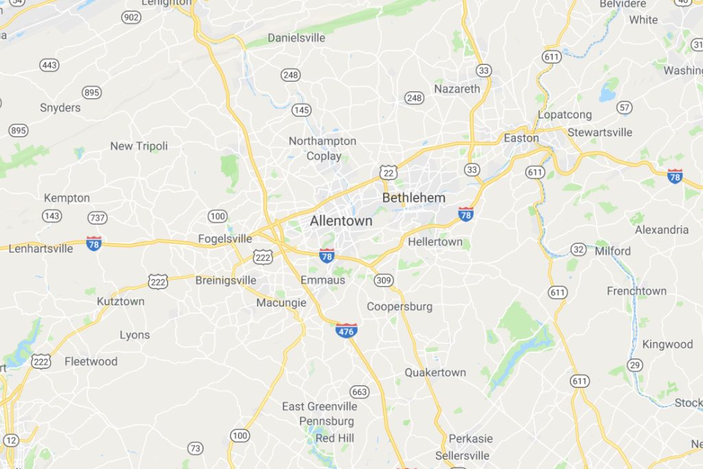 Allentown Pennsylvania Service Area Map Expert Metal Roofers