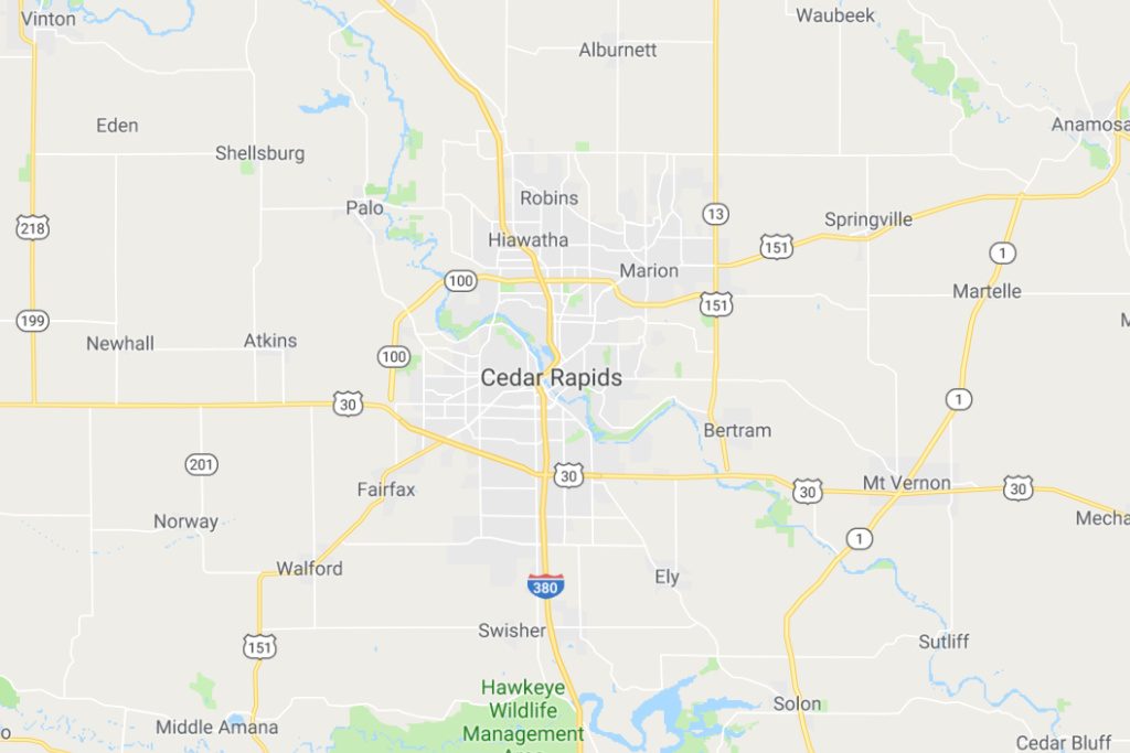 Cedar Rapids Iowa Service Area Map Expert Metal Roofers