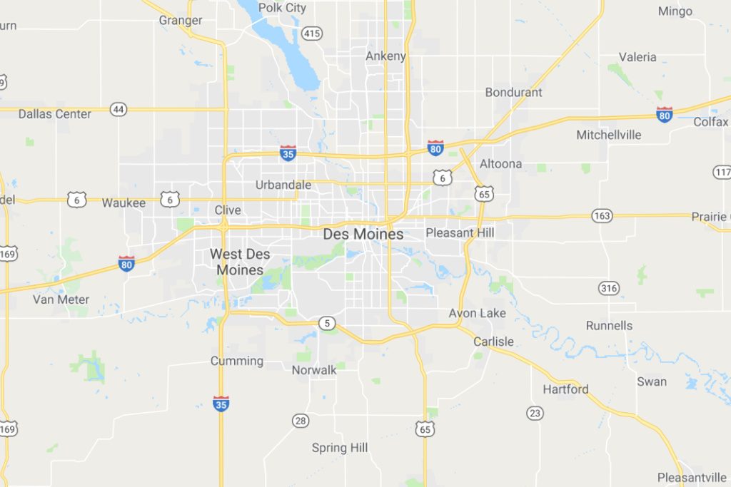 Des Moines Iowa Service Area Map Expert Metal Roofers