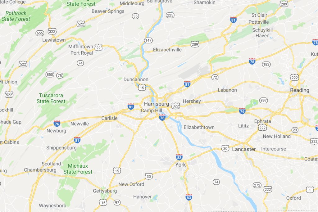 Harrisburg Pennsylvania Service Area Map Expert Metal Roofers