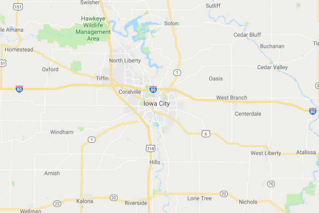 Iowa City Iowa Service Area Map Expert Metal Roofers