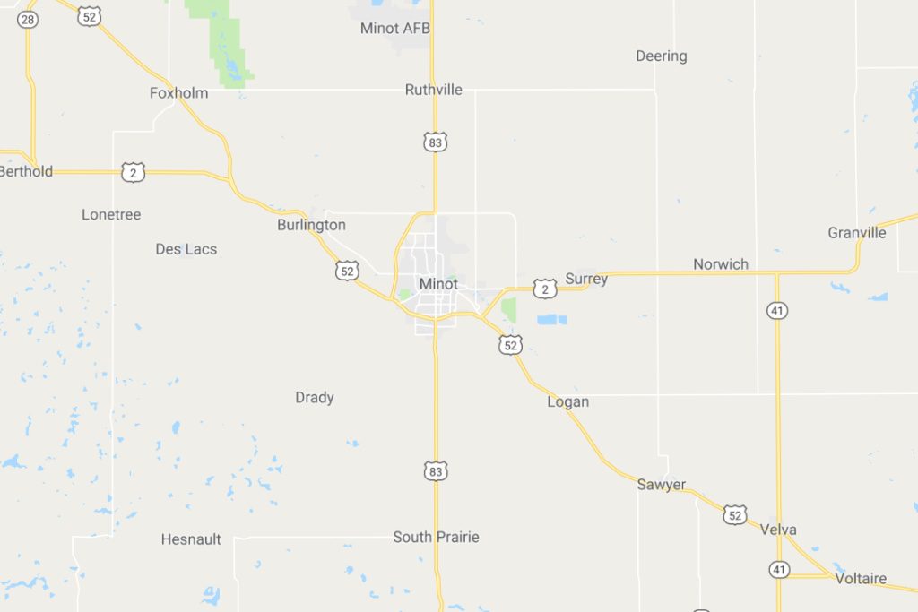 Minot North Dakota Service Area Map Expert Metal Roofers