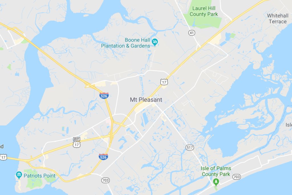 Mt Pleasant South Carolina Service Area Map Expert Metal Roofers