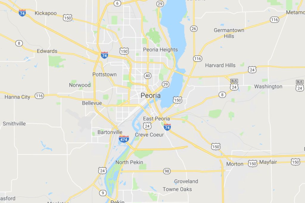 Peoria Illinois Service Area Map Expert Metal Roofers