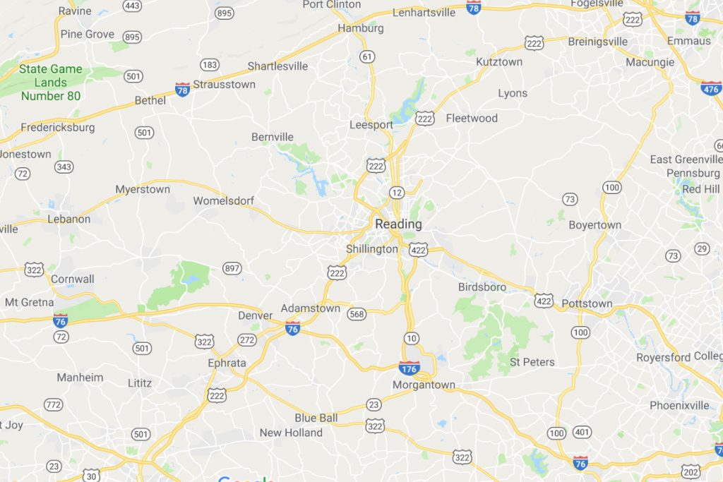 Reading Pennsylvania Service Area Map Expert Metal Roofers