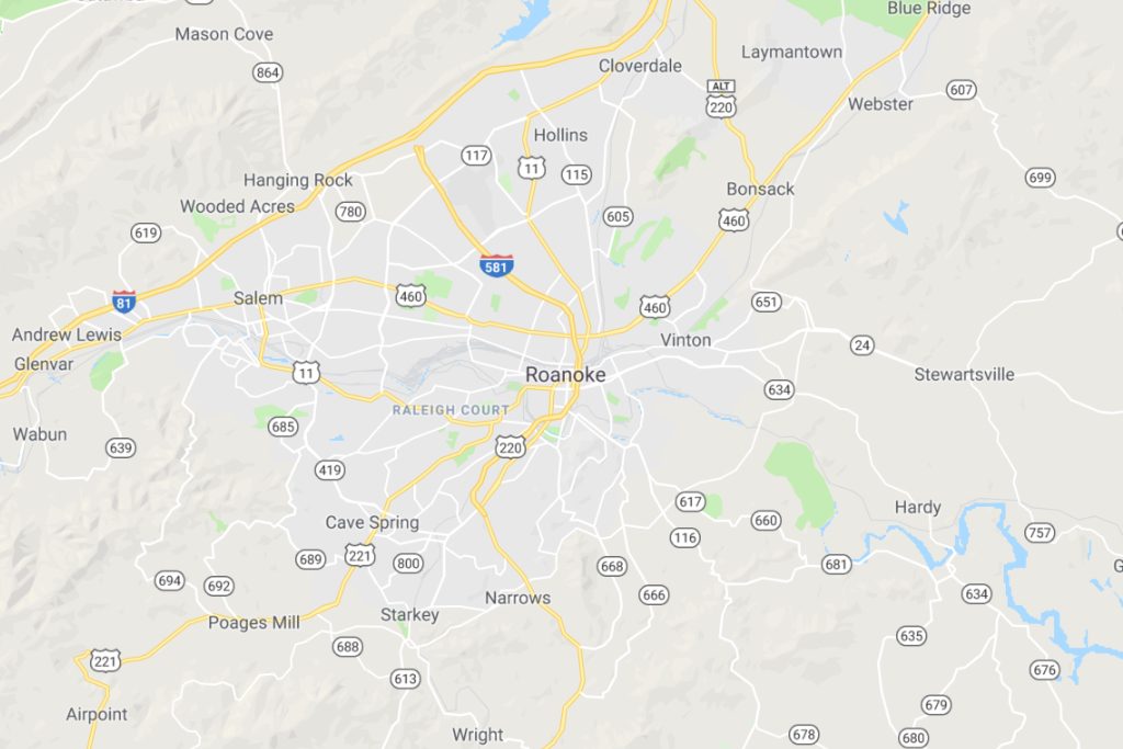 Roanoke Virginia Service Area Map Expert Metal Roofers