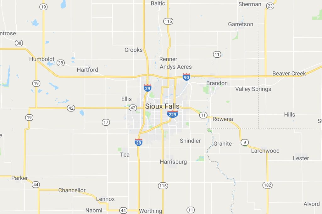 Sioux Falls South Dakota Service Area Map Expert Metal Roofers
