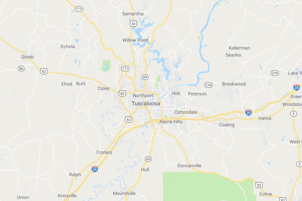 Tuscaloosa Alabama Service Area Map Expert Metal Roofers